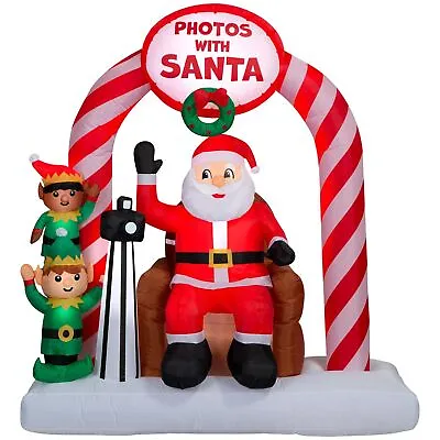 Airblown Inflatables Christmas 6 Foot Phots With Santa Claus Scene Decorations • $111.65