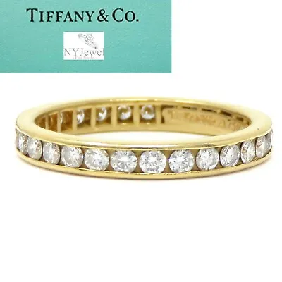 NYJEWEL Tiffany & Co 18k Gold Diamond Channel Set Eternity Band Ring • $2360