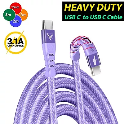 Type C To Type C Cable Fast Charge 100W PD Dual USB C Charging Braided Cable UK • £3.59