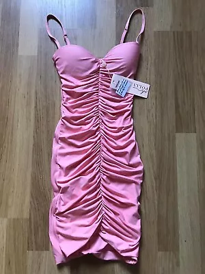 Ladies Oh Polly Salmon Pink Bodycon Dress Size 6 BNWT • £9.99