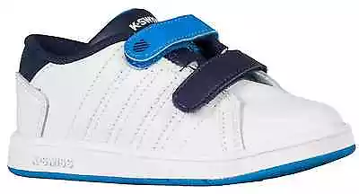 K-SWISS 23525-127 LOZAN STRAP Inf's (M) White/Navy/Blue Leather  Lifestyle Shoes • £16.06