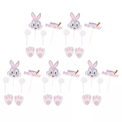  5 Set Easter Birthday Cake Decorations Rabbit Card Decorate • £6.75
