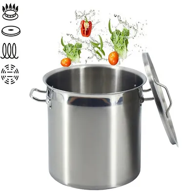 £65.55 • Buy 2-115L Deep Stock Pot Stainless Steel Catering Soup With Lid Cooking Pot Kitchen