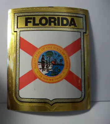 1972 Florida Sticker State Flag Medallion Vintage Gulf Oil 3  X 4  Premium • $5.99