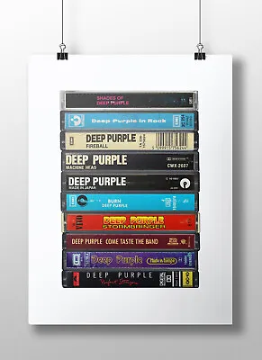 Deep Purple Poster: Cassette Print Deep Purple Original Albums Gift Art • £21.89