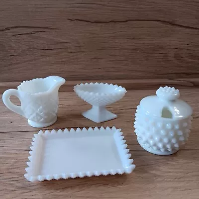 Westmoreland THUMBELINA Milk Glass Child’s Creamer Sugar & Lid Tray Pedestal • $15