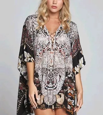 Czarina Womens Embellished Kaftan Viscose Silk One Size Fits All • $149.99