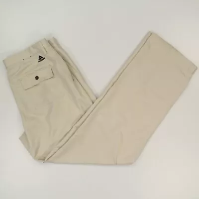 Adidas Mens Chino Pants Size 35x34 Beige Polyester Climalite Golf Hiking Fishing • $11.95