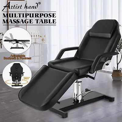 Black Reclining Hydraulic Facial Bed Adjustable Tattoo Chair Salon Massage Table • $359.90