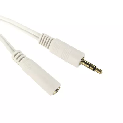 5m AUX Headphone Extension Cable 3.5mm Mini Jack Male To Female Audio Lead White • £2.99