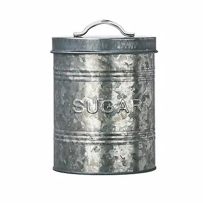 Rustic Collection Sugar Relief Galvanized Metal Kitchen Storage Canister Jar • $14.99