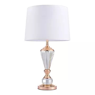 Pasargad Home Luxus Contemporary Metal & Crystal Table Lamp Light In White/Clear • $152