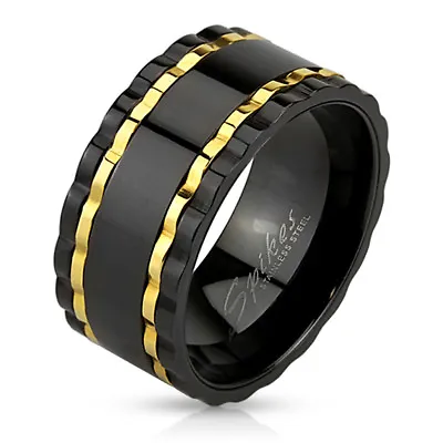 Ring For Men Stainless Steel Black And Gold Original Gear 3681 • $23.43