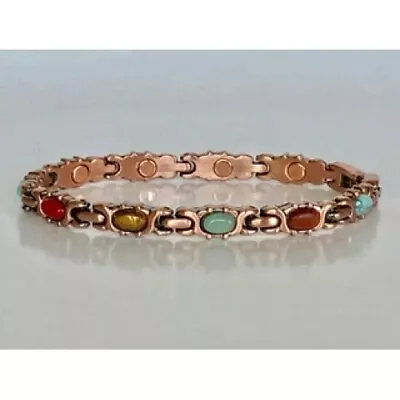 Copper Magnetic Link Oval Stone Bracelet - Arthritis Pain Relieve Bracelet • $15.75