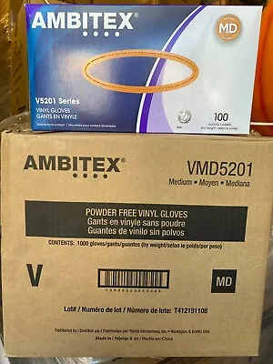Ambitex Clear Vinyl Gloves  Size Medium ( 10 Boxes / 1 Case/ 1000 Gloves) • $50