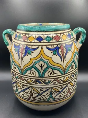 Antique Moroccan Mediterranean Handmade Ceramic Table Vase • $300