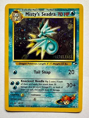 Pokémon TCG Misty's Seadra PRERELEASE HOLO Promo 9/132 WOTC Near Mint • $4.15