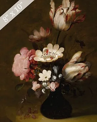 Baroque Moody Still Life Flowers Painting Giclee Print 8x10 On Fine Art Paper • $14.99