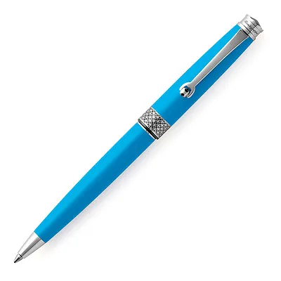 Montegrappa Piacere Cyan Ball Point Pen With Chrome Accents ISPYRBBB New In Box • $59.45