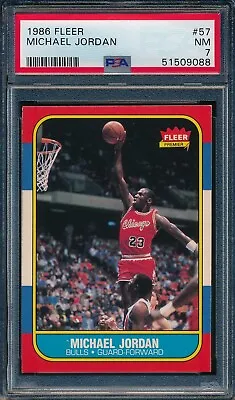 1986 Fleer Michael Jordan Rookie Card RC #57 PSA 7 *CENTERED BEAUTIFUL* • $5799.99