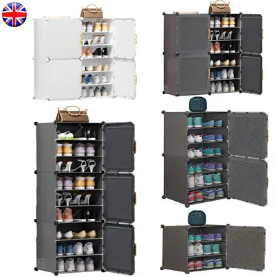 Large Dustproof Shoe Rack Shoe Cabinet Footware Organizer With Door Storage Unit • £8.95