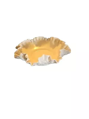 Fenton White Milk Glass Hobnail Ruffled Crimped Edge Bowl Candy / Nut Dish • $5