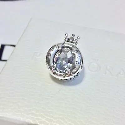 Authentic Pandora Silver Clear Sparkling Crown O Charm (798266CZ) In Box • £29.50