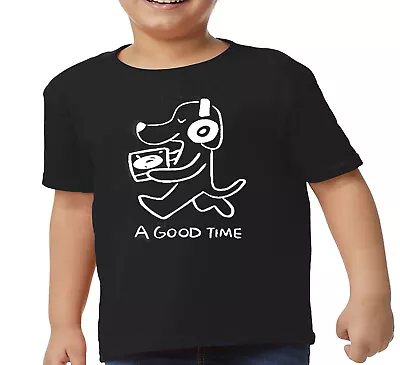 £9.99 • Buy A GOOD TIME Kids T-Shirt Children Funny Dog Pet Boys Girls Gift Head Phone Tee