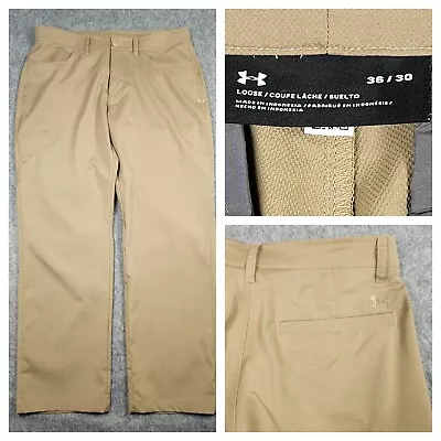 Under Armour Tech Golf Pants Mens 36x30 Beige Loose Fit Stretch Performance • $28.74