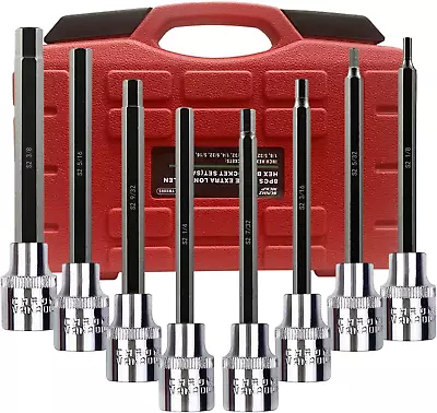 SUNHZMCKP 8 Pieces Extra Long Allen Hex Bit Socket Set 3/8  Drive SAE (1/8  - 3 • $23.88