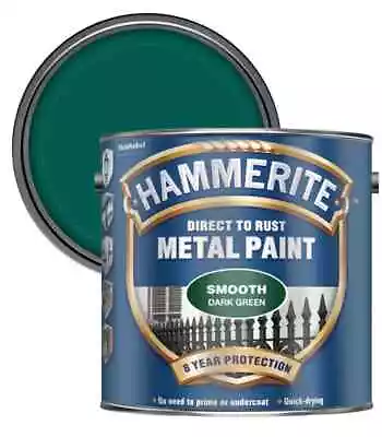 Hammerite Metal Paint Direct To Rust Exterior Smooth Dark Green 2.5 L Quick Dry • £45