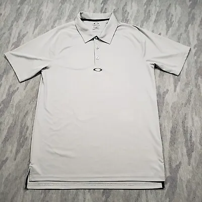 Oakley Polo Shirt Mens Large Gray Short Sleeve Regular Fit Performance Golf • $17.99