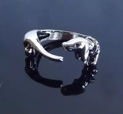 SILVER Dachshund Cute Adorable Adjustable Sizable Fashion Ring • $13.95