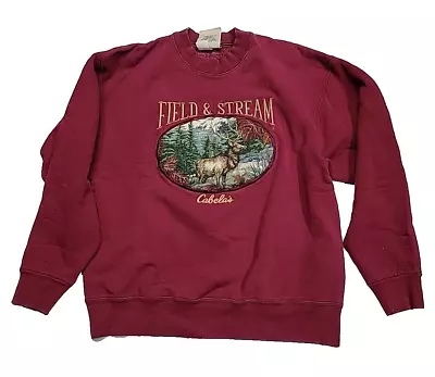 Vintage Field & Stream Sweatshirt Elk Hunting Graphic Men's Large Made In USA • $32