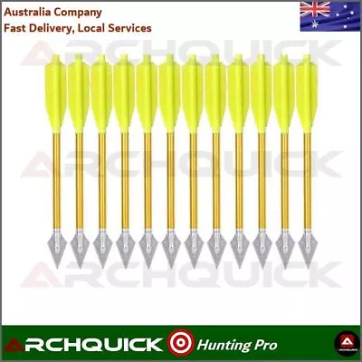 ARCHQUICK 6.5  Crossbow Bolts Aluminium Arrows 2 Blade Broadheads Yel • $29.95