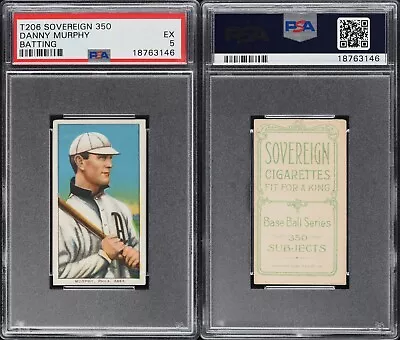 1909-11 T206 Danny Murphy Batting Philadelphia A's PSA 5 **Sovereign 350*** • $299.99