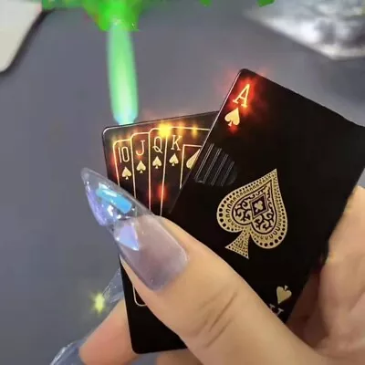 Metal Playing Cards Lighter Green Flame Poker Lighter Novel Lighter Poker • $9.99