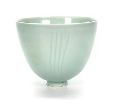 Rupert Spira Pale Blue Green Celadon Crackle Glazed Studio Pottery Footed Bowl • £395