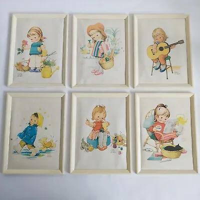 Mabel Lucie Attwell Set Of 6 Framed Prints 1950s Plastic Frames • £24.99