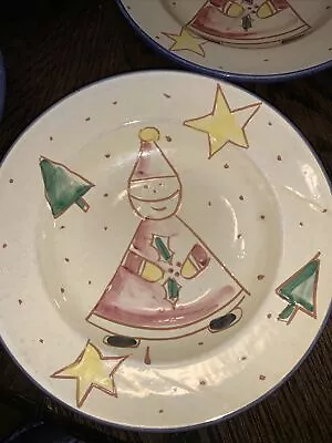 UNIQUE Santa Handpainted Christmas Pasta Bowls Italy 9 1/8” 9 Available • $16.98