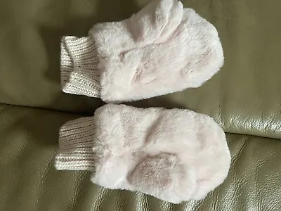 Bnwot Accessorize  Girls Age 6-8 Pink Faux Fur Mittens Gloves • £8