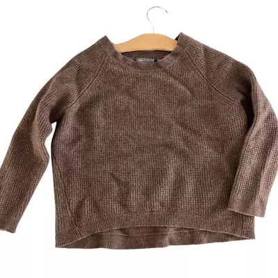 VINCE Yak Wool Blend Pullover Sweater Waffle Knit Round Neck Brown Womens Sz Med • $30