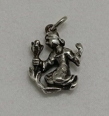 Vintage 835 Silver European Charm Pendant Lady With Tulip • $25