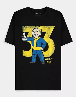 Official Fallout (tv Series) Vault Boy Vault 33 Distressed Print Black T-shirt • £19.99