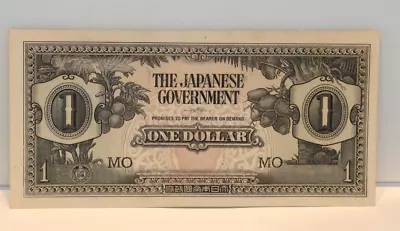 Japanese Fine Government ONE DOLLAR MO Military Occupation Malaya Banknote AU • $1.25