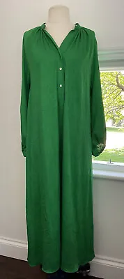Zara Emerald/Jade Green A-lined Oversized Maxi Dress UK XS Mandarin Collar • £39