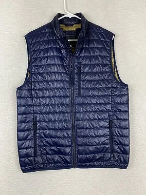 Mens J Crew Black Quilted Full Zip Vest Jacket PrimaLoft Size M • $27.97