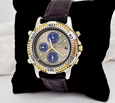 Vintage Seiko Quartz Sports 150 Chronograph Wristwatch7t32-6c09runs • $9.99