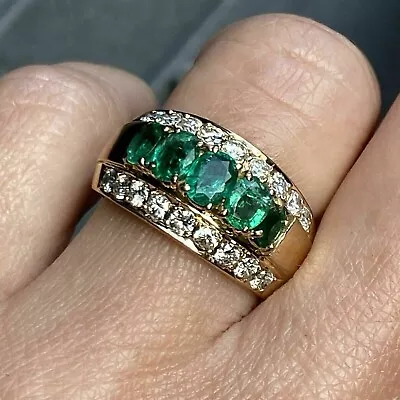 3 Ct Oval Simulated Green Emerald Men's Wedding Band Ring 14k Yellow Gold Plated • $83.84