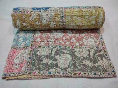 £78.66 • Buy Indian Handmade Patchwork Vintage Kantha Quilt Bedspread Throw Cotton Blanket